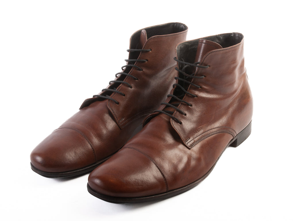 Prada Brown Cap Toe Boots