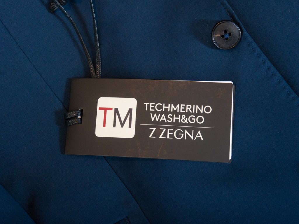 ZZegna Navy Blue Technomerino Wash & Go Turati Shirt Suit