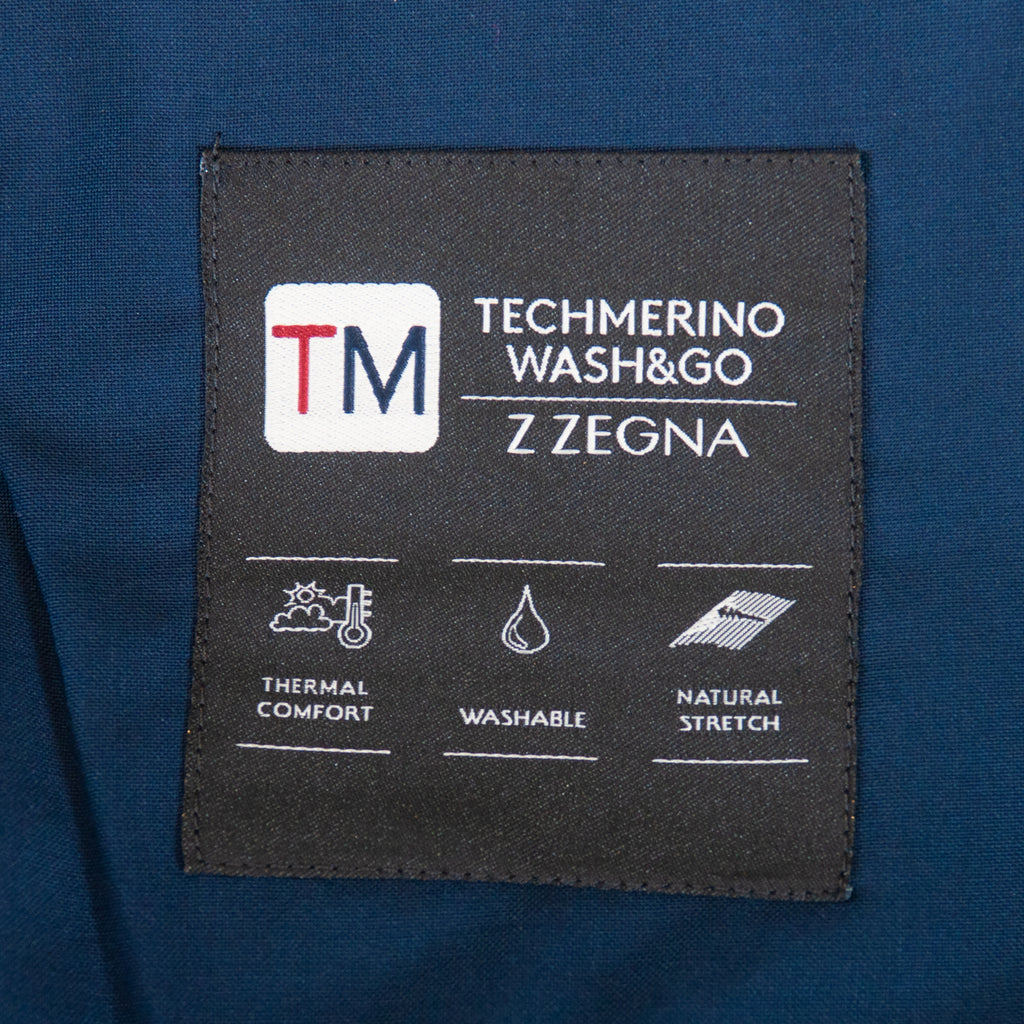 ZZegna Navy Blue Technomerino Wash & Go Turati Shirt Suit