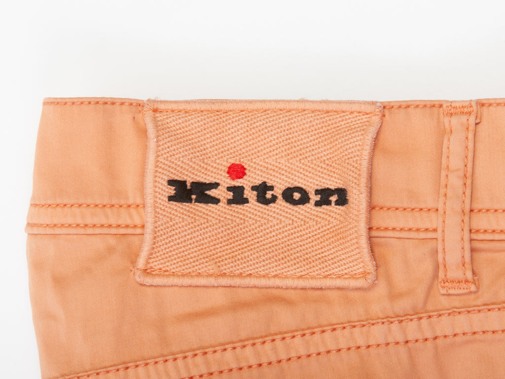 Kiton Salmon Silk Cotton 5-Pocket Pants