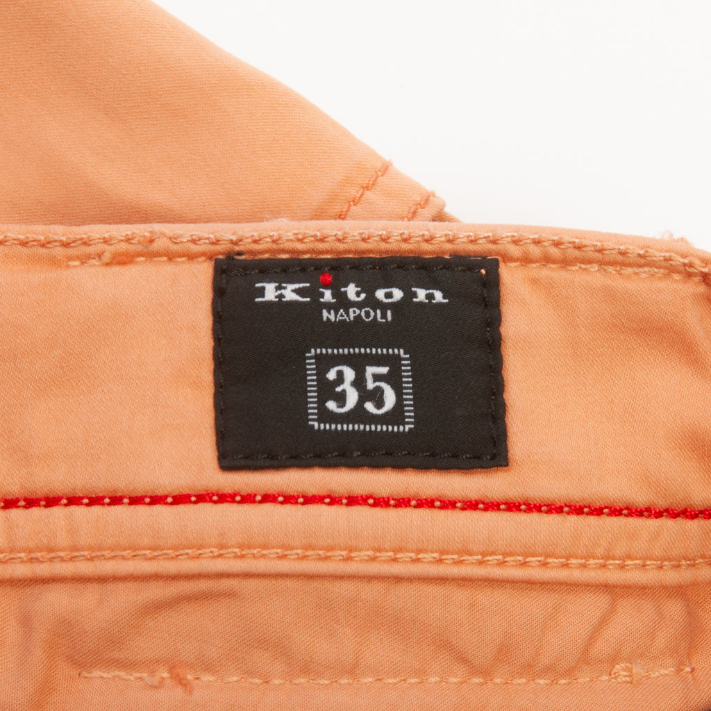 Kiton Salmon Silk Cotton 5-Pocket Pants