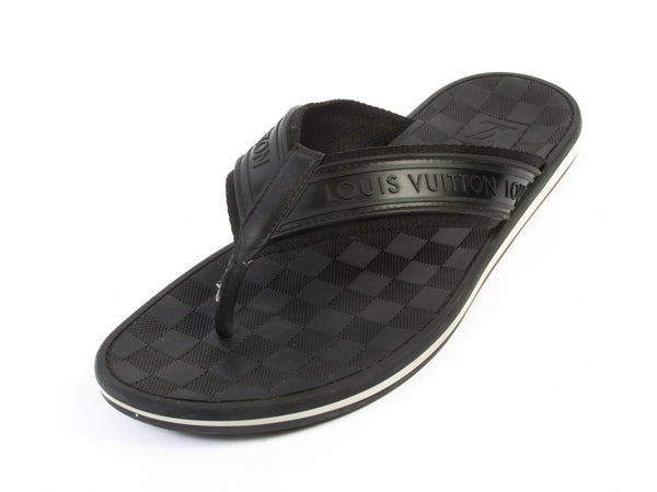 Louis Vuitton Black Nylon and Rubber Slides