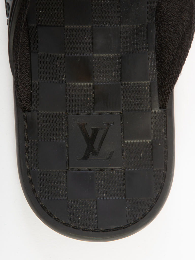 Louis Vuitton Black Nylon and Rubber Slides