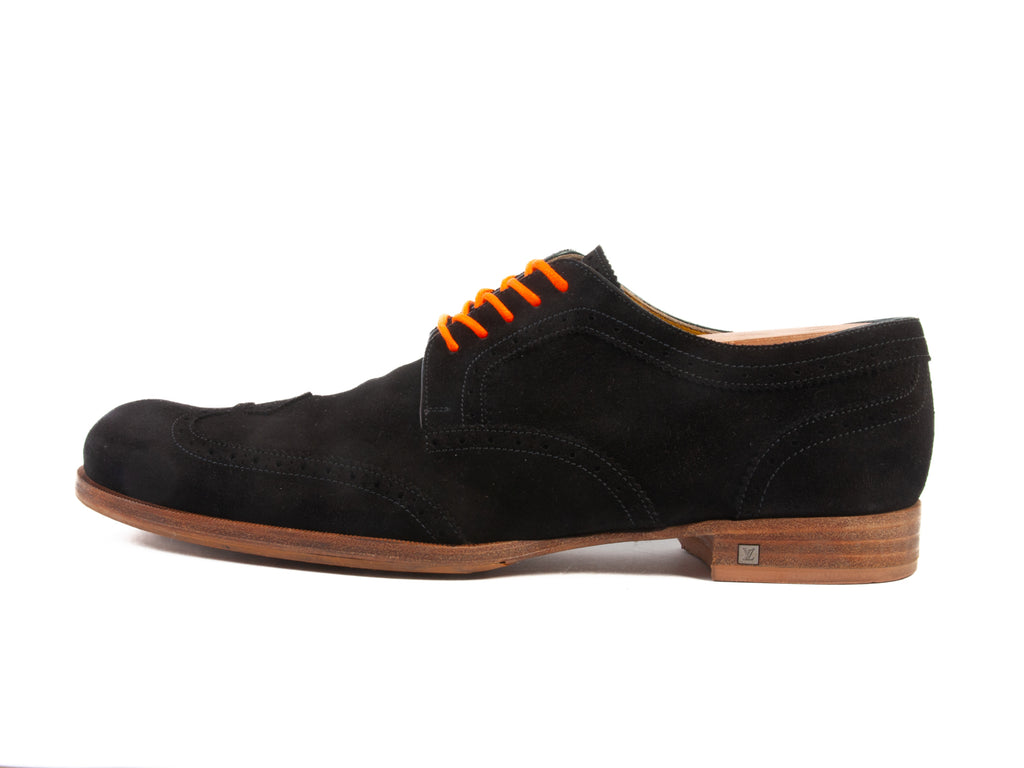 Louis Vuitton Black Suede Wingtip Shoes