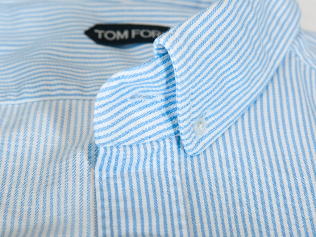 Tom Ford Blue Striped Button Down Shirt