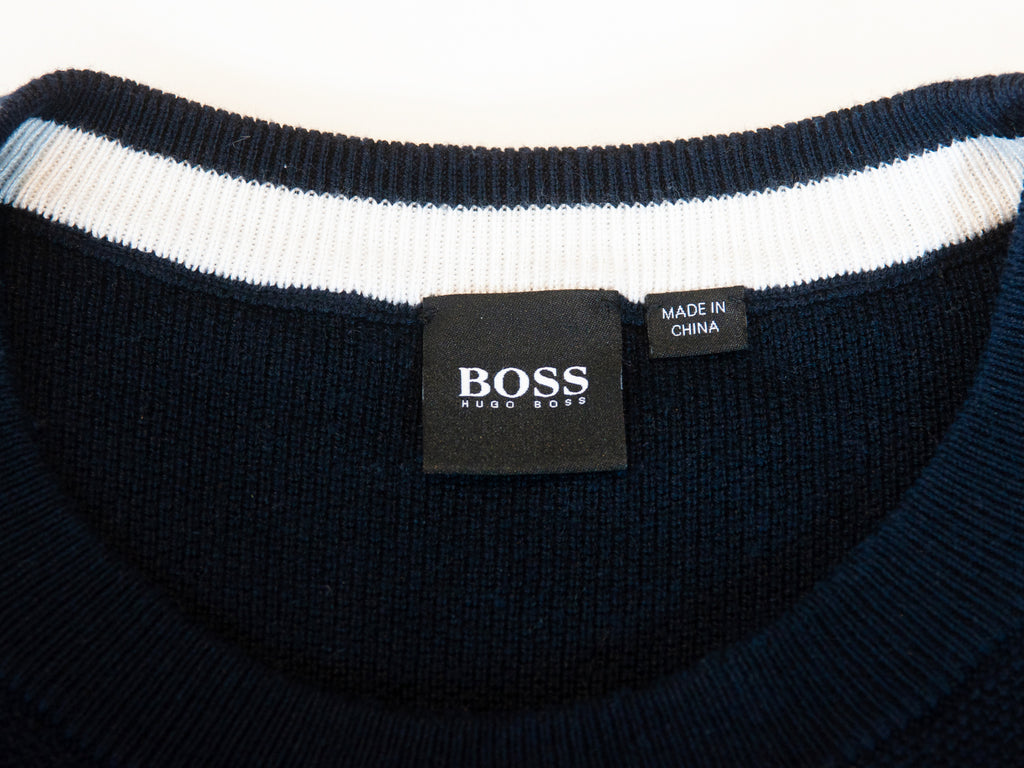 Hugo Boss Dark Blue Wool Crewneck Sweater