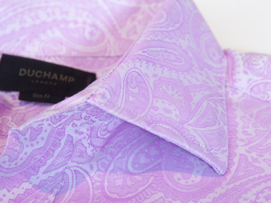 Duchamp Pink Paisley French Cuff Slim Fit Shirt