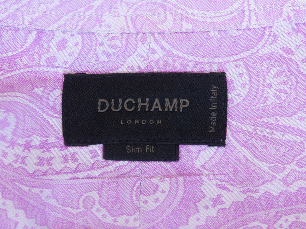 Duchamp Pink Paisley French Cuff Slim Fit Shirt