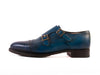 Santoni Blue Double Monk Goodyear Welted Shoes