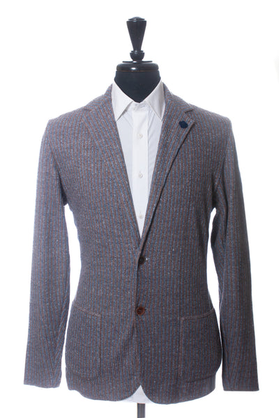 Lardini Grey and Brown Striped Knit Blazer