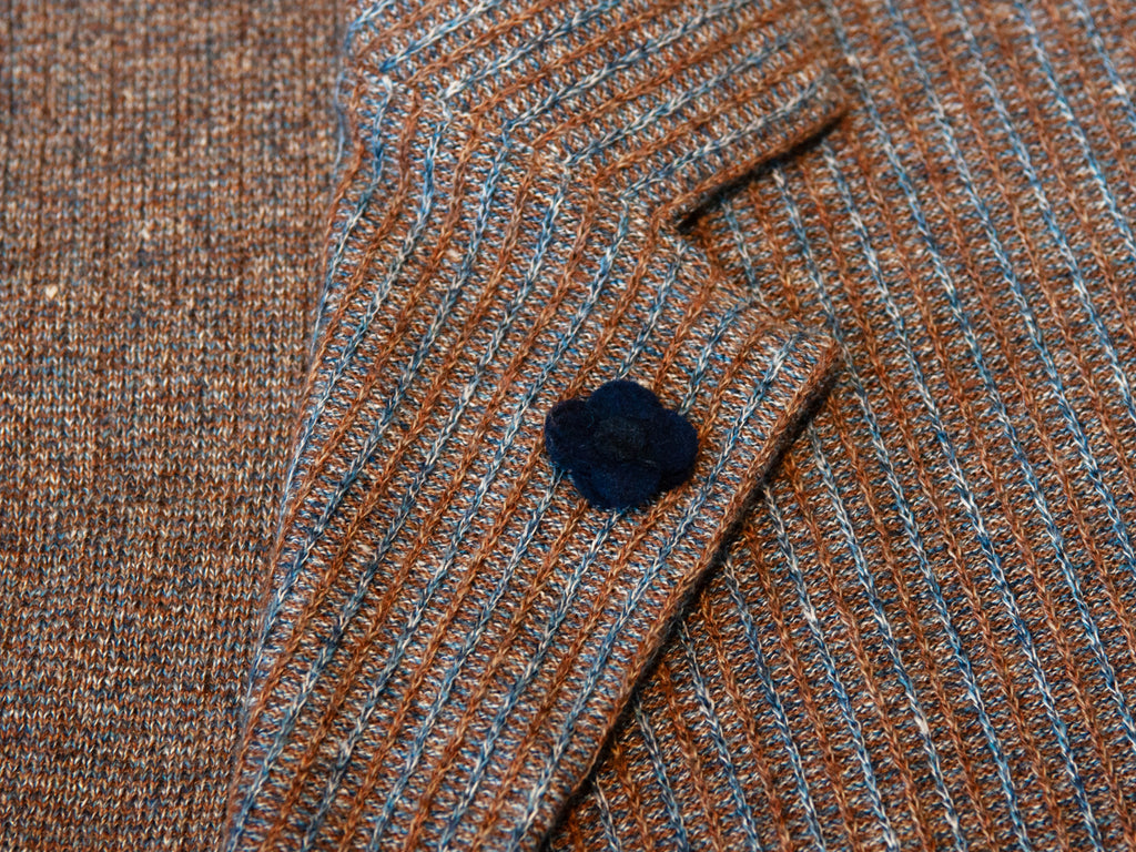 Lardini Grey and Brown Striped Knit Blazer