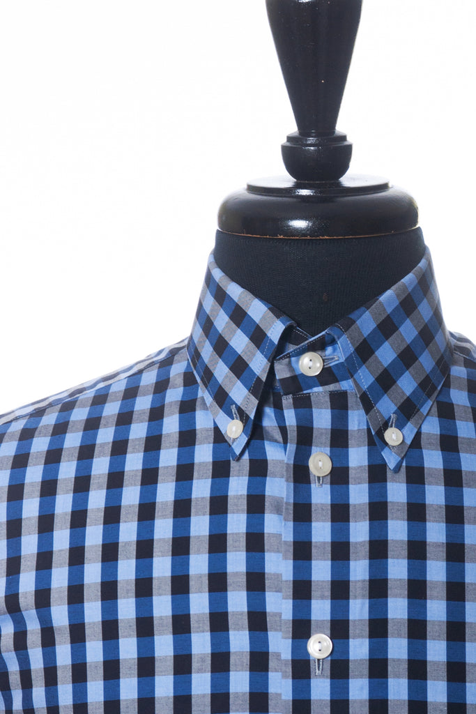 Eton Blue Check Contemporary Fit Button Down Shirt