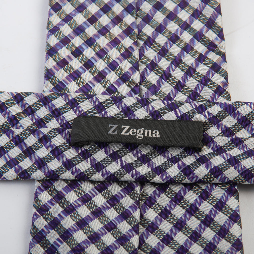 ZZegna Purple Check Seersucker Tie