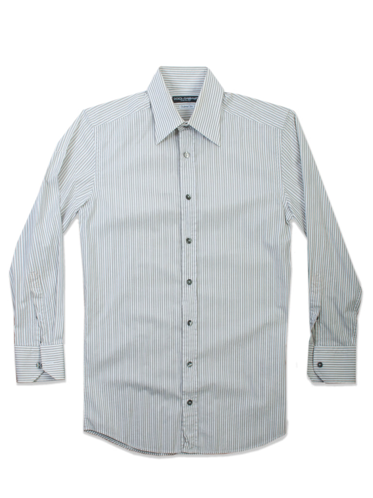 Dolce&Gabbana Grey Striped Tailored Fit Shirt