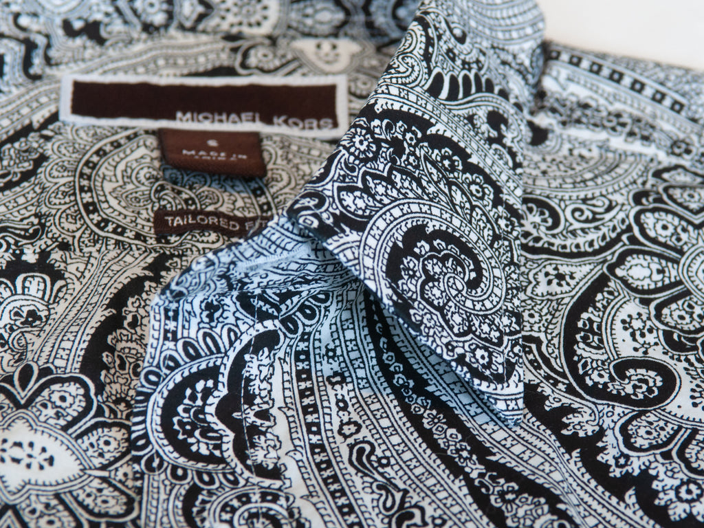 Michael Kors Black Paisley Print Tailored Fit Shirt