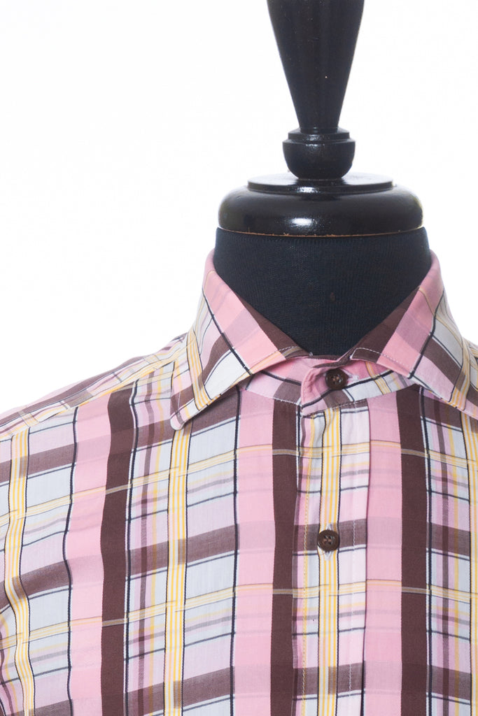 Etro Brown on Pink Check Shirt