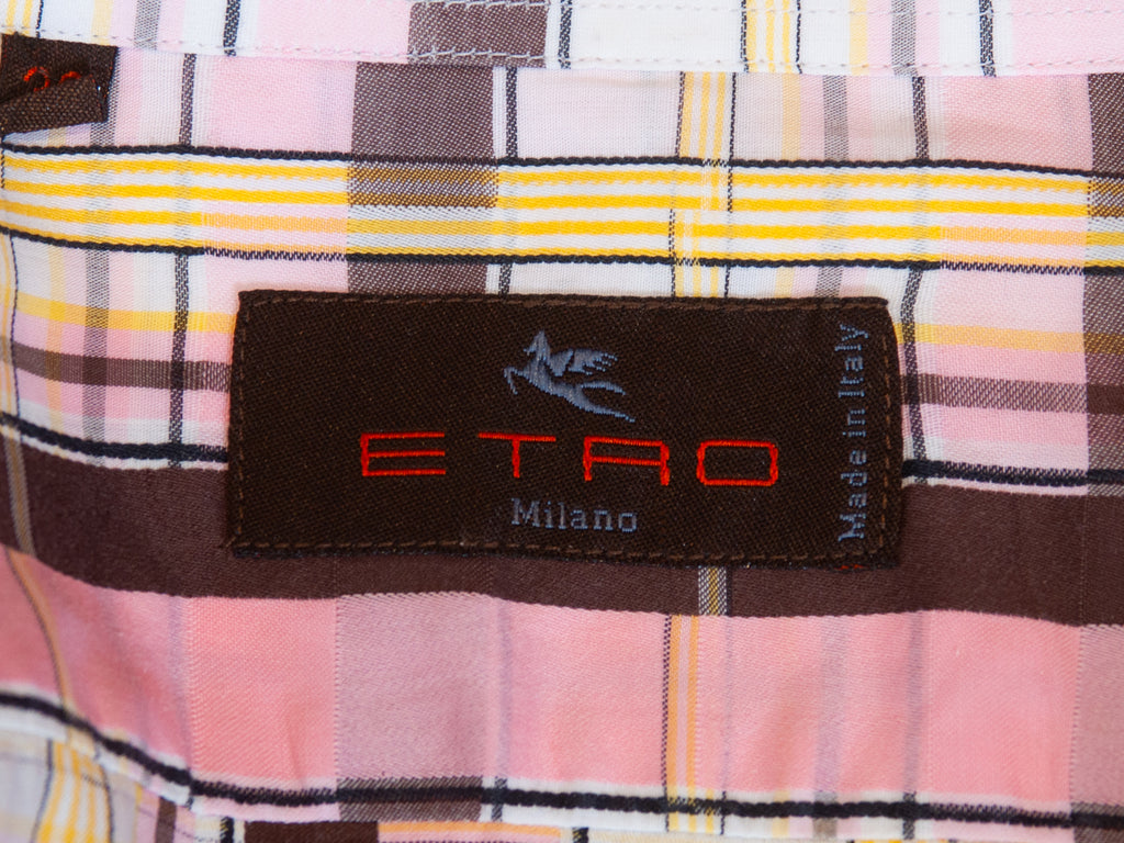 Etro Brown on Pink Check Shirt