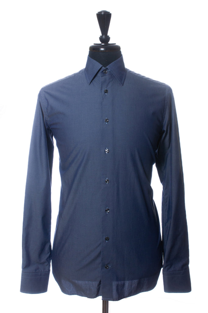 Eton Grey Dotted Twill Poplin Contemporary Fit Shirt