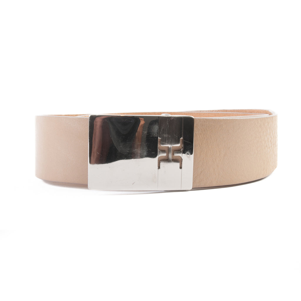 J.Lindeberg Beige Leather Logo Belt