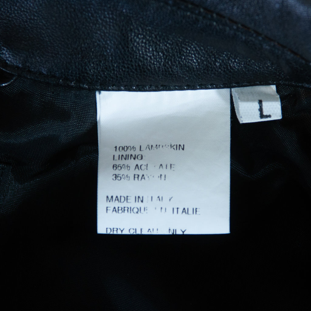 Barney’s New York Black Lambskin Leather Overshirt