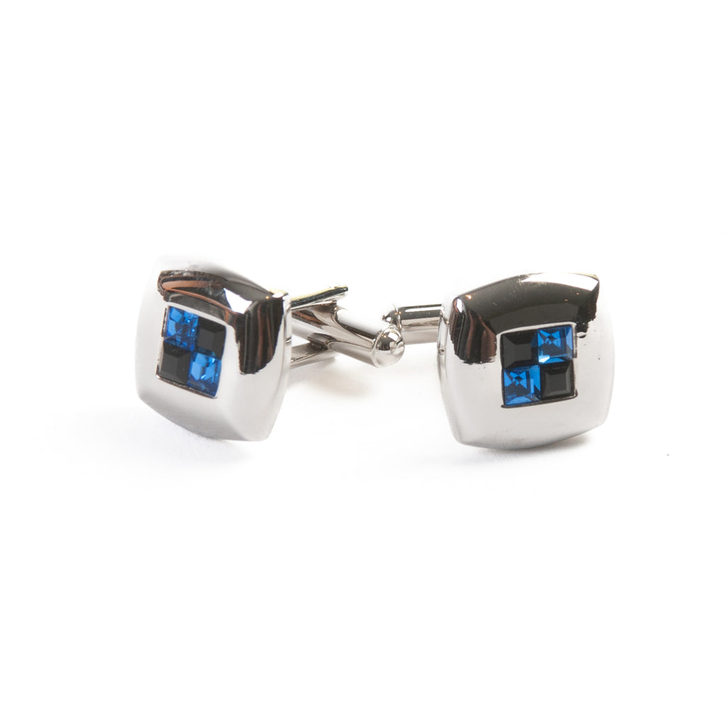 Blue Glass Inlay Square Cufflinks