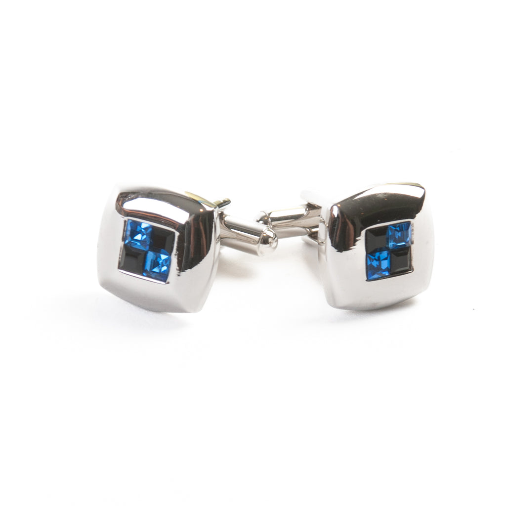 Blue Glass Inlay Square Cufflinks