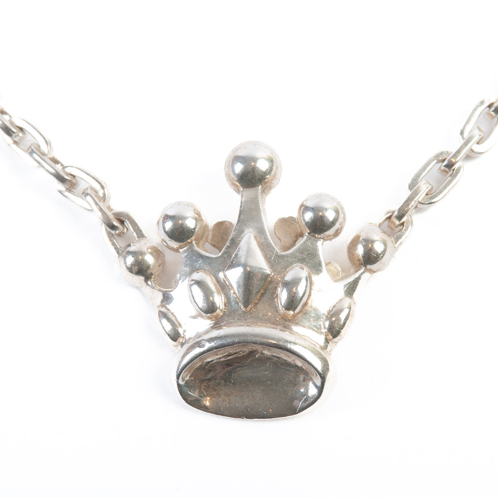 King Baby Silver Crown Pendant Necklace