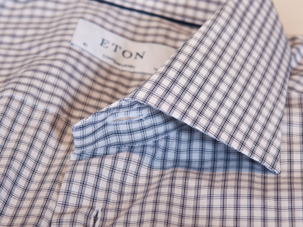 Eton Grey Check Contemporary Fit Poplin Shirt