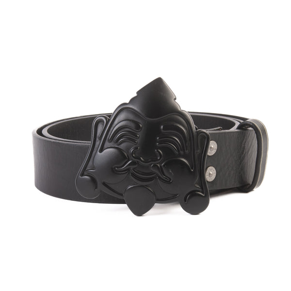 Evisu Black Godhead Buckle Leather Belt