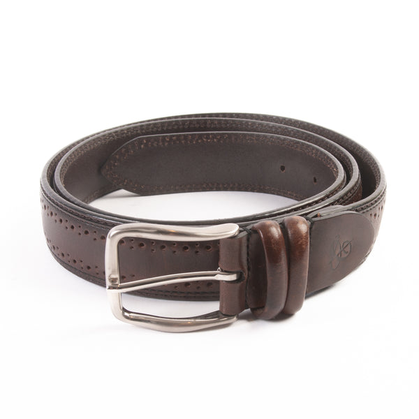 Canali 1934 Brown Tooled Leather Belt