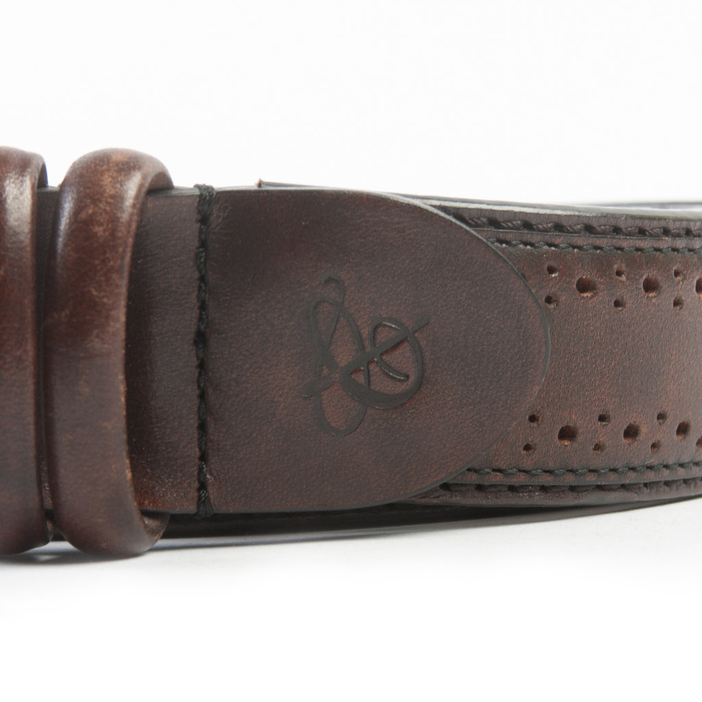 Canali 1934 Brown Tooled Leather Belt