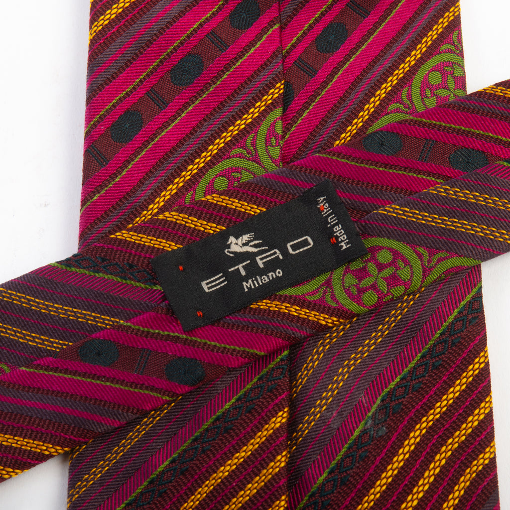 Etro Strawberry Red Patterned Stripe Tie