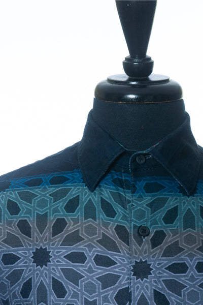 Robert Graham Navy on Grey Geometric Print Shirt