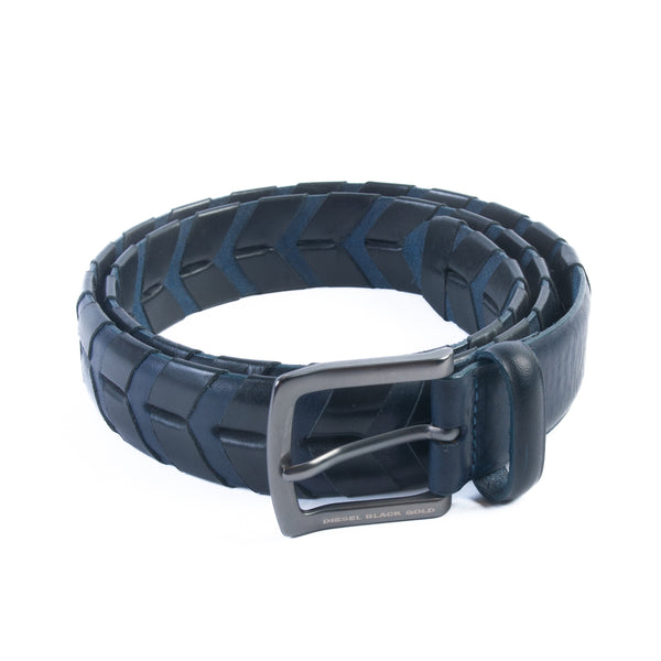 Diesel Black Gold Black and Blue Braided Belt