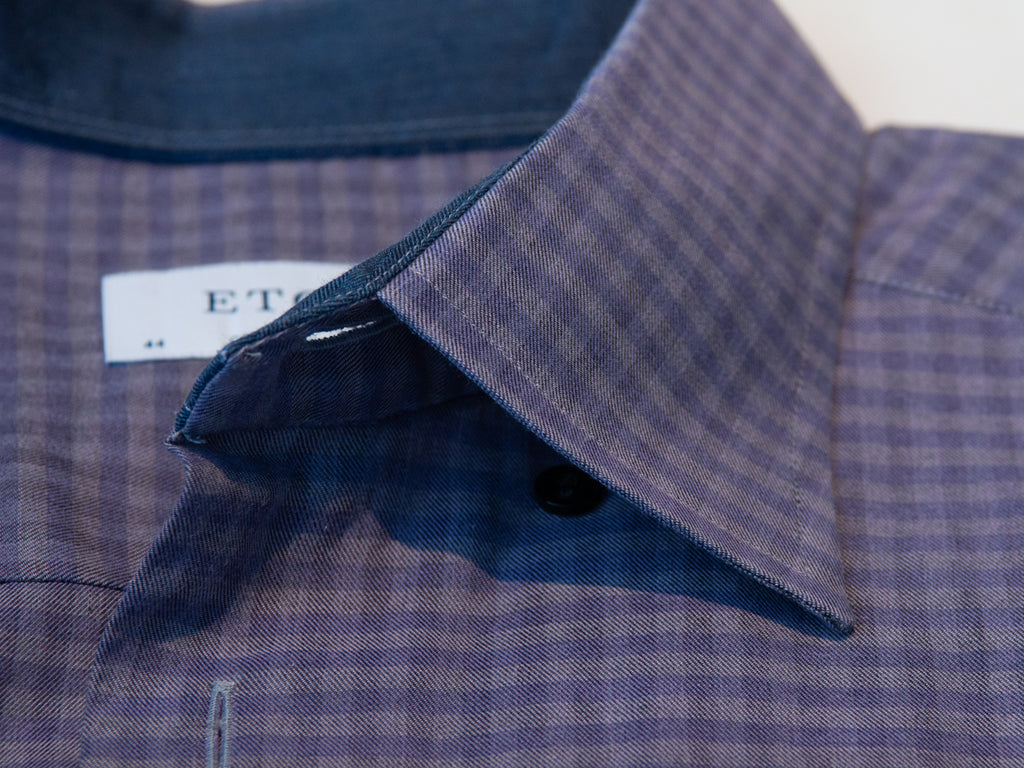 Eton Purple Check Fine Twill Contemporary Fit Shirt