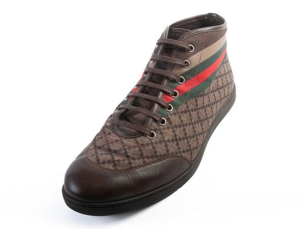 Gucci Brown Check Print Canvas High Tops