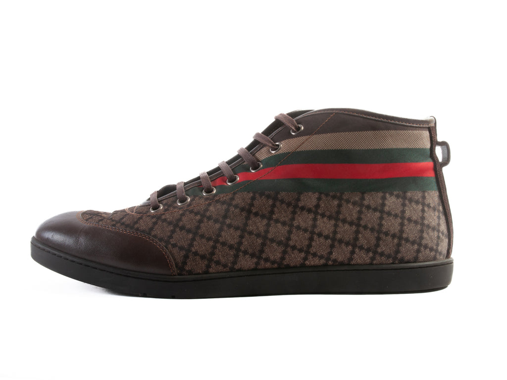 Gucci Brown Check Print Canvas High Tops