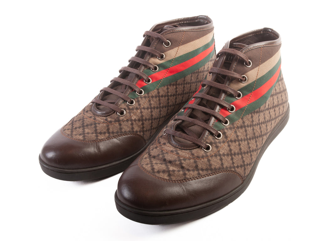 Gucci Brown Check Print Canvas High Tops