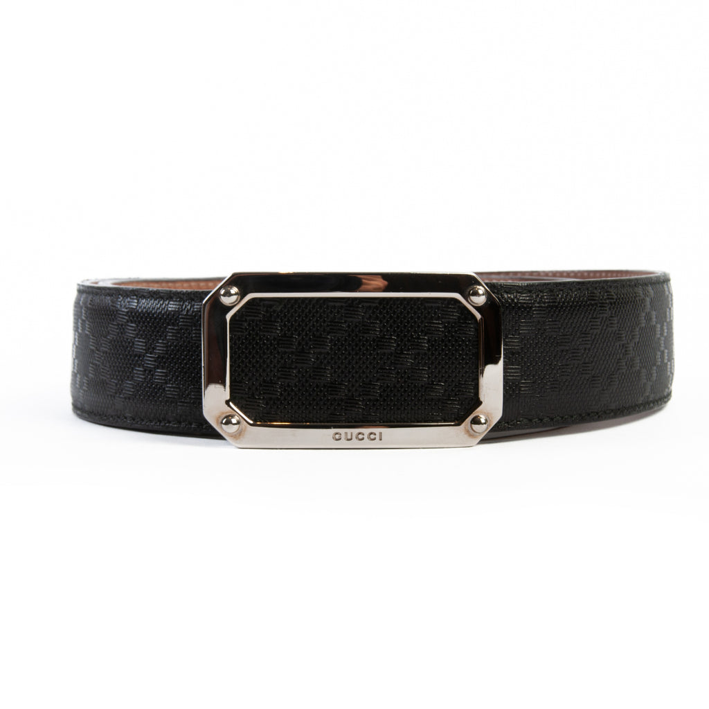 Gucci Black Embossed Leather Belt