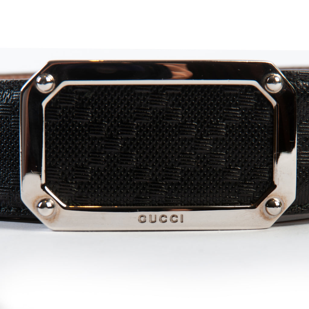 Gucci Black Embossed Leather Belt