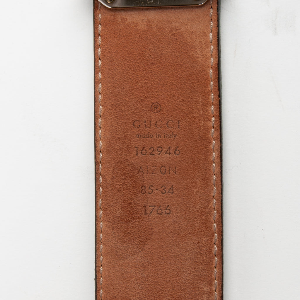 Gucci Black Embossed Leather Belt