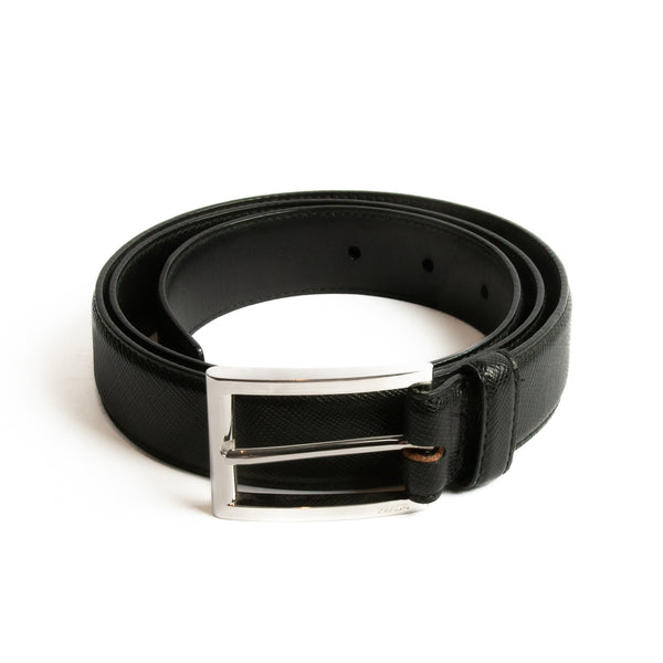 Prada Black Embossed Leather Dress Belt