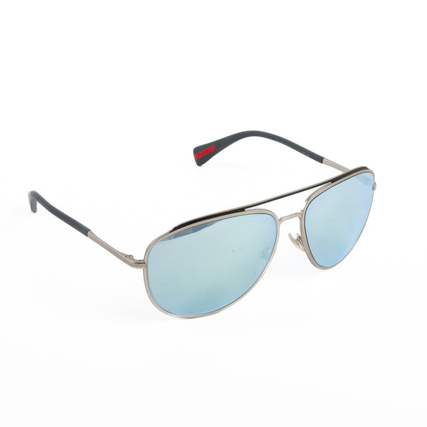 Prada Matte Grey Linea Rossa Aviator Sunglasses