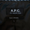 A.P.C. Navy on Grey Herringbone Ivan Wool-Blend Coat