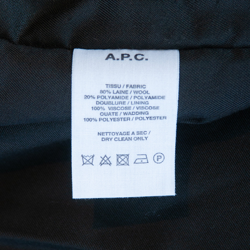 A.P.C. Navy on Grey Herringbone Ivan Wool Blend Coat