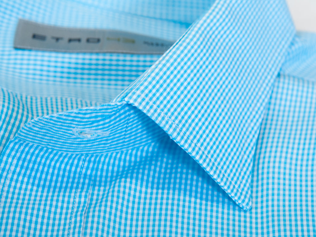 Etro Light Blue Micro Check Shirt