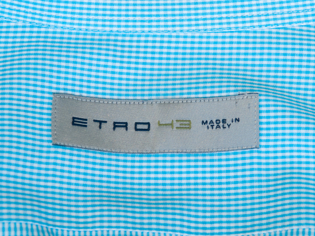 Etro Light Blue Micro Check Shirt