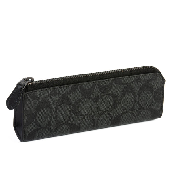 Coach Black Signature Leather Pencil Case