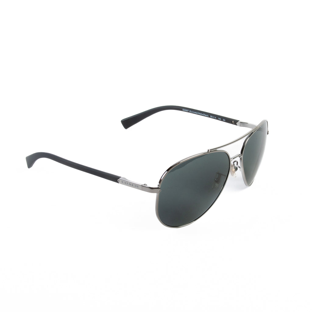 Coach Gunmetal and Black Aviator Sunglasses