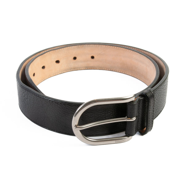 Coach Black Pebbled Leather Belt